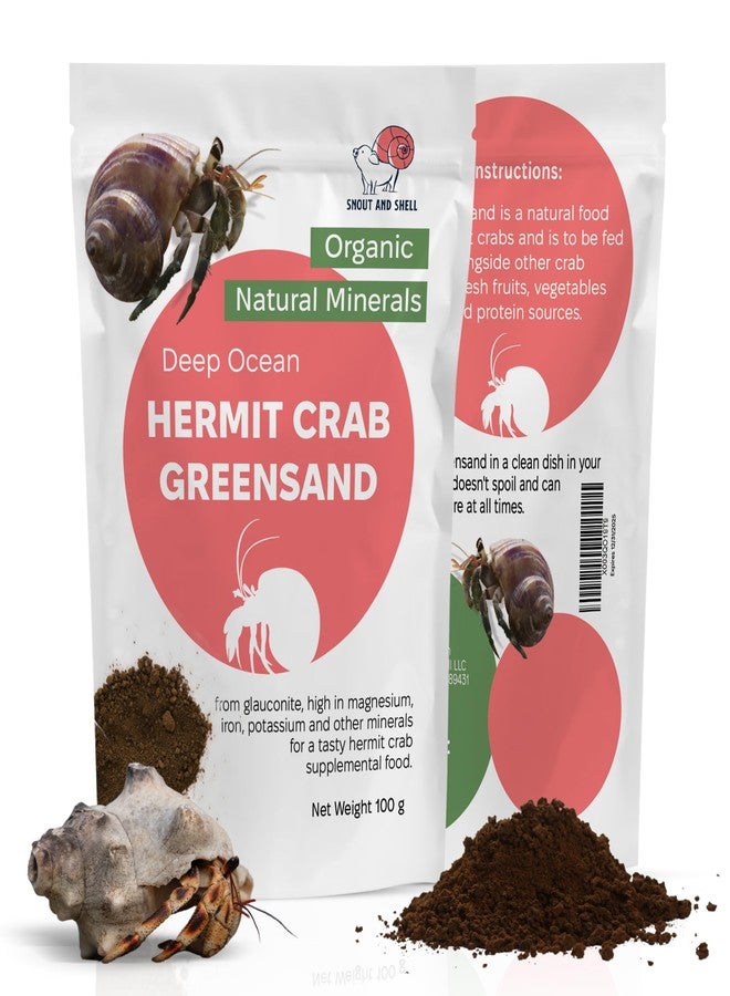 Snout and Shell Hermit Crab Greensand Supplement - Calcium and Trace Mineral Molting Support - Non-GMO, Auto Feeder Friendly, Inert Powder Formula - Natural, USA-Sourced Nutrients - Compatible with All Crabitats - Image 1